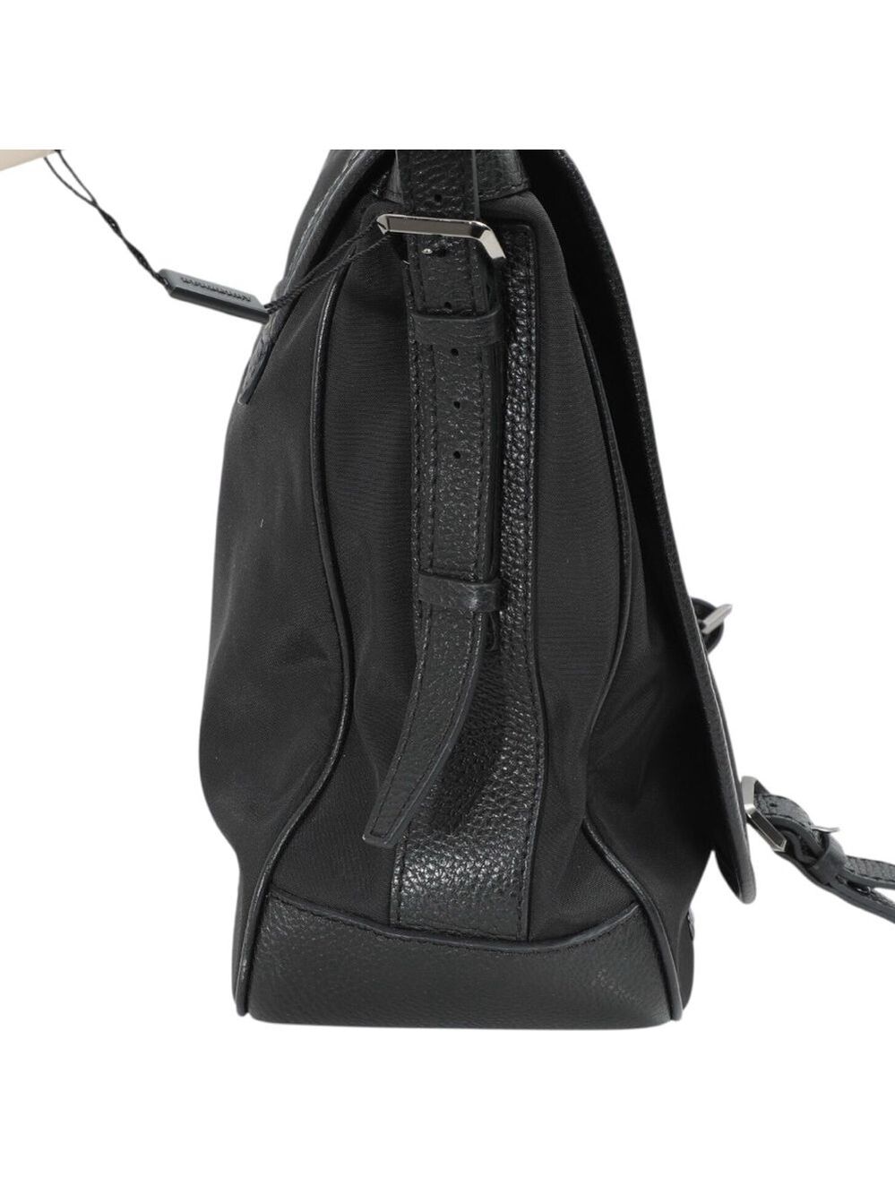 Burberry Messenger Bag Black Leather Trim 15”x14H”x5D” - Picture 7 of 13